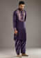 Purple Silk Kurta Set For Men With Hand Dyed Leheriya Print