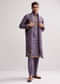 Purple Silk Kurta Set For Men With Hand Embroidery