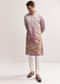 Purple Silk Kurta Set For Men With Mughal Print