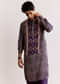 Silk Ajrakh Printed Kurta Set In Purple