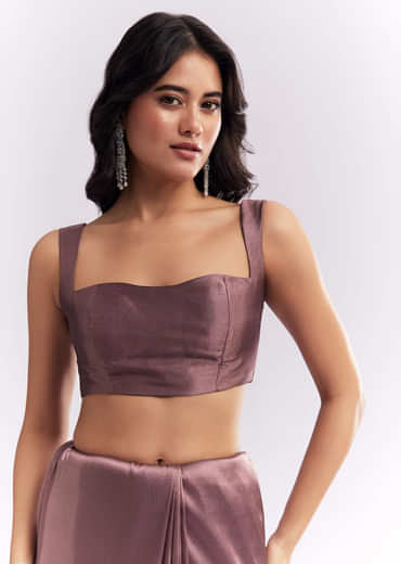 Purple Silk Organza Saree With Heavy Hand Embroidery