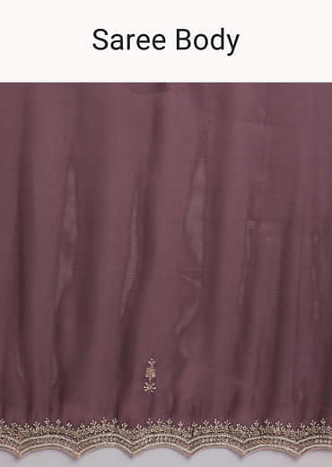 Purple Silk Organza Saree With Heavy Hand Embroidery