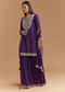 Purple Silk Sharara Suit With Heavy Hand Embroidery