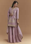 Purple Silk Sharara Suit With Intricate Gota Work