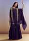 Purple Silk Sharara With Zari Cape