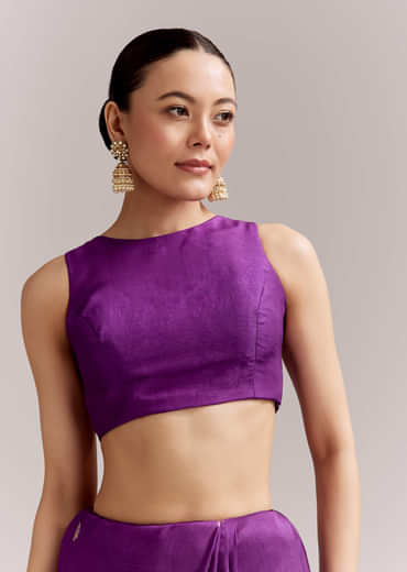 Purple Silk Woven Bandhani Saree With Zari Borders