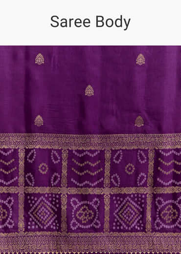 Purple Silk Woven Bandhani Saree With Zari Borders