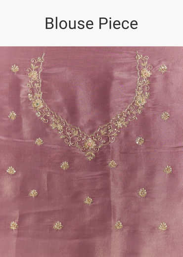 Purple Tissue Saree With Cutdana Sequins And Resham Knot Work