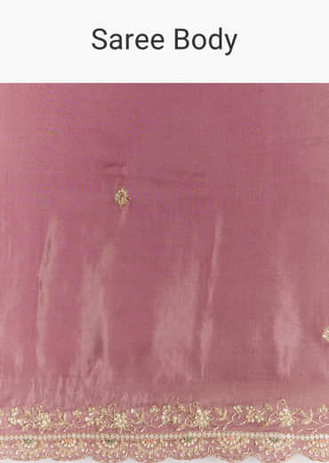 Purple Tissue Saree With Cutdana Sequins And Resham Knot Work