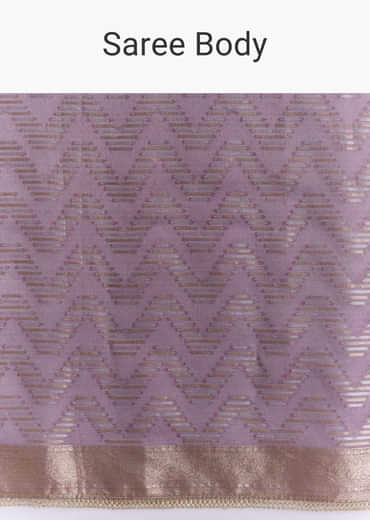Purple Tissue Saree With Zig Zag Weave And Zari Border