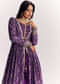 Purple Weave Silk Indowestern Set With Bandhani Print Zari Work Jacket
