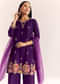 Purple Zardosi Work Dola Silk Kurta With Organza Dupatta