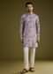 Purple Zipper Kurta Set In Russian Silk With Floral Printed