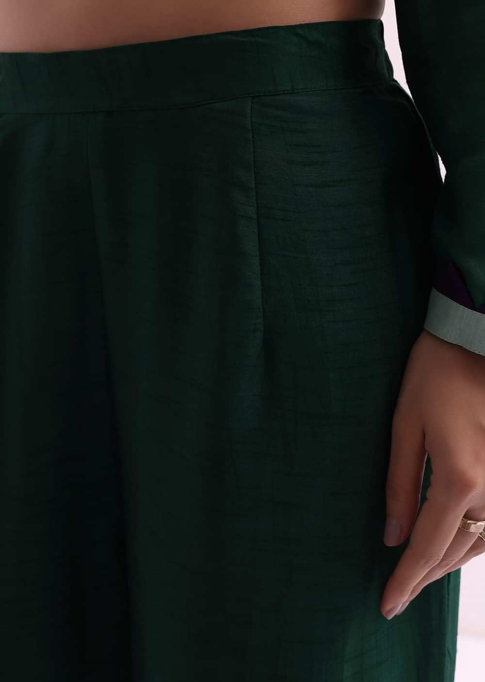 Purple And Green Embroidered Kurta And Pant