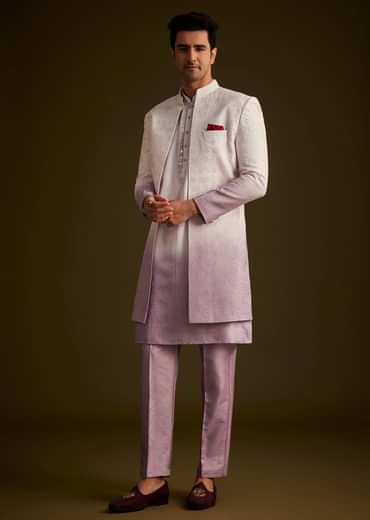 Purple and Lilac Ombre Sherwani With Embroidery
