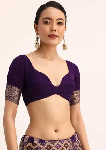 Purple Bandhani Tie Dye Saree With Zari Jaal And Unstitched Blouse