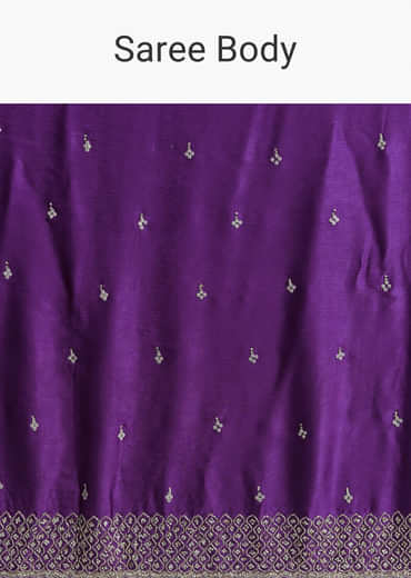 Purple Chinon Saree With Stone And Sequin Embroidery