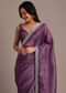 Purple Crushed Tissue Saree With Mirror And Cutdana Embellished Border