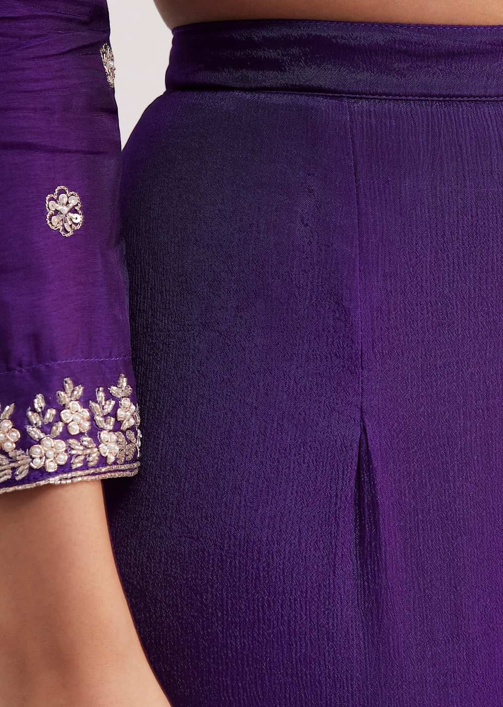 Purple Cutdana Embroidered Sharara Suit With Organza Dupatta