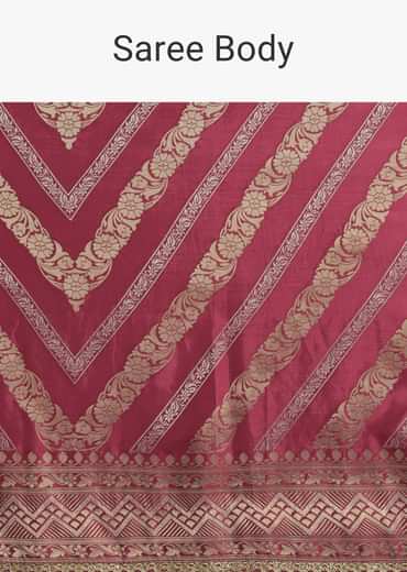 Dusty Pink Dola Silk Saree with Zari Weave and Lace Border