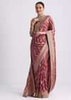 Dusty Pink Dola Silk Saree with Zari Weave and Lace Border