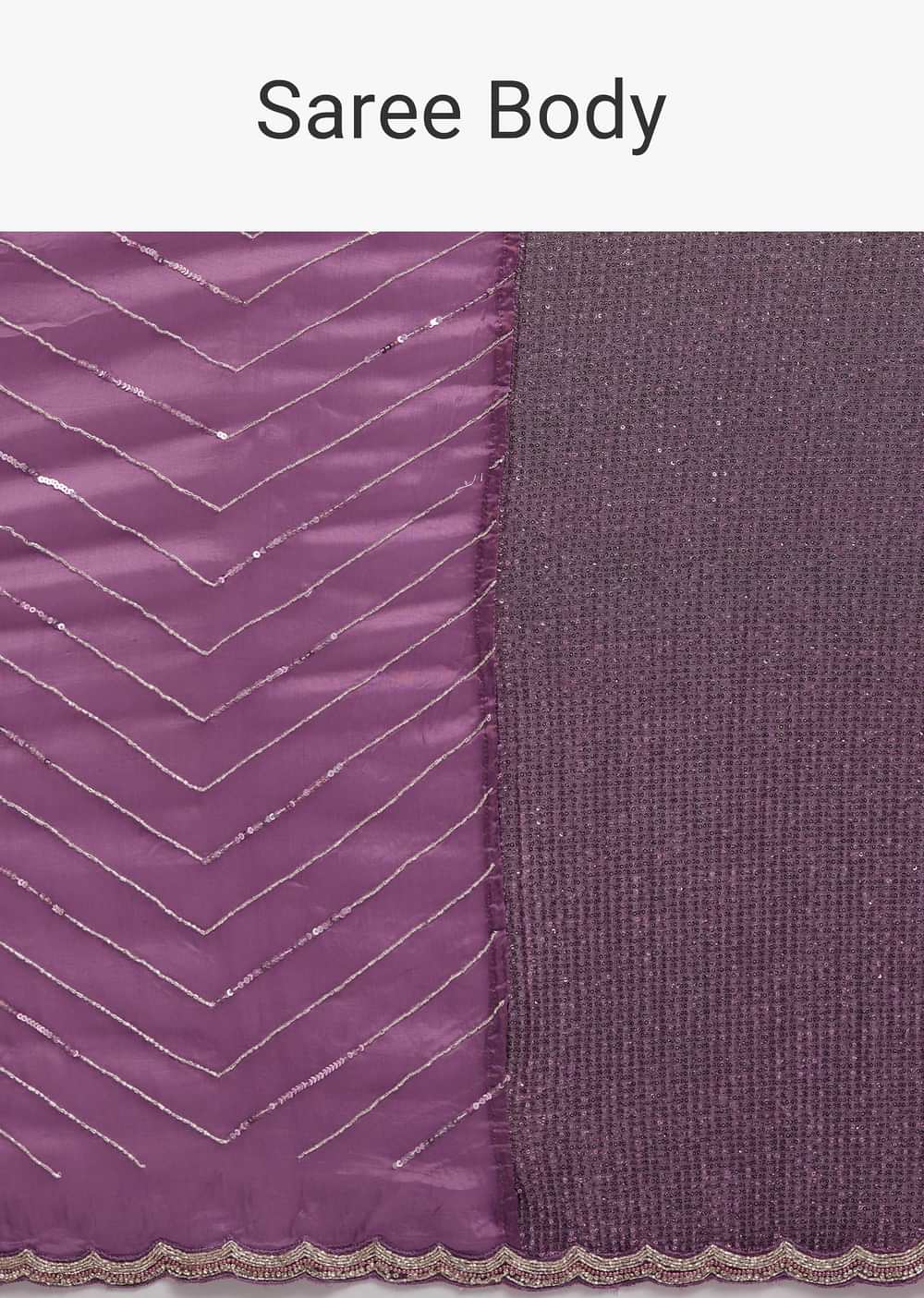 Purple Dual Shaded Half And Half Sequins Saree