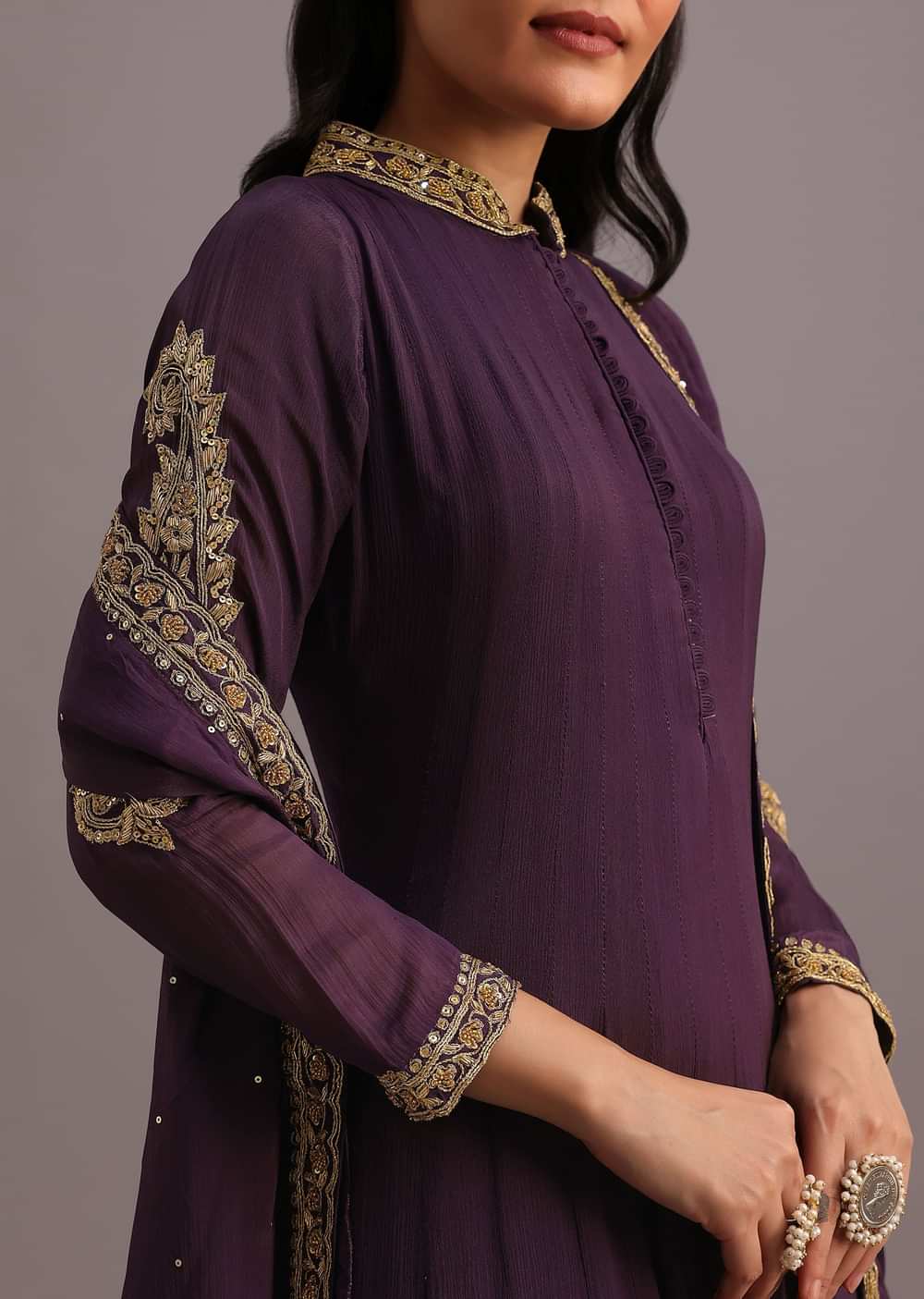Purple Embroidered Anarkali Suit With Dupatta