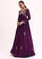 Purple Embroidered Chiffon Gown