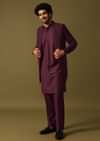 Purple Embroidered Kurta Jacket Set