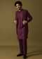 Purple Embroidered Kurta Jacket Set
