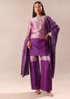 Purple Embroidered Kurta Palazzo Set Suit