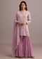 Purple Embroidered Sharara Set With Butti Work On Organza Dupatta