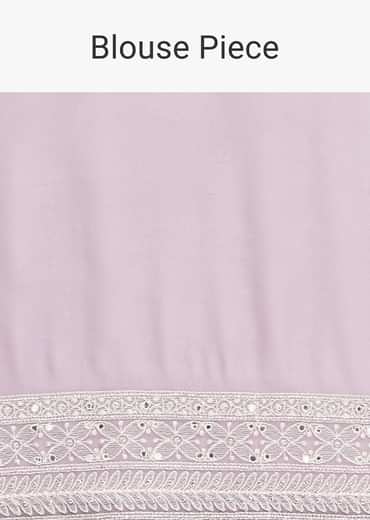 Purple Georgette Lucknowi Chikankari Sequin Saree With Unstitched Blouse Piece