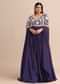 Purple Gown With Cape Style Sleeves in Jaal Work