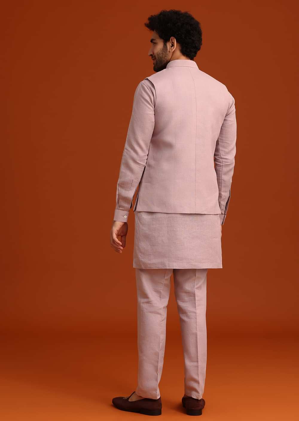 Purple Hand Embroidered Jacket And Kurta Set