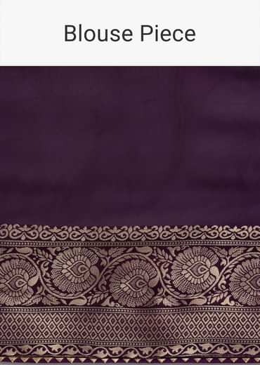 Purple Khaddi Georgette Woven Saree In Bandhani Detail With Gotta Patti Border