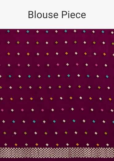 Purple Leaf woven Saree With Linear Pattern Accents