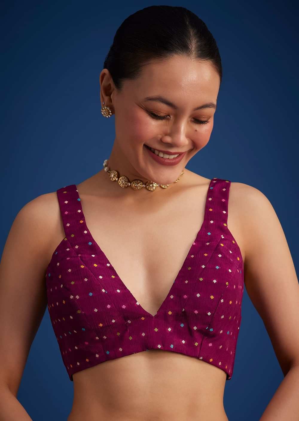 Purple Leaf woven Saree With Linear Pattern Accents