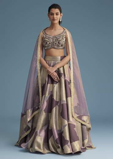 Purple Lurex Glitter Lehenga Set