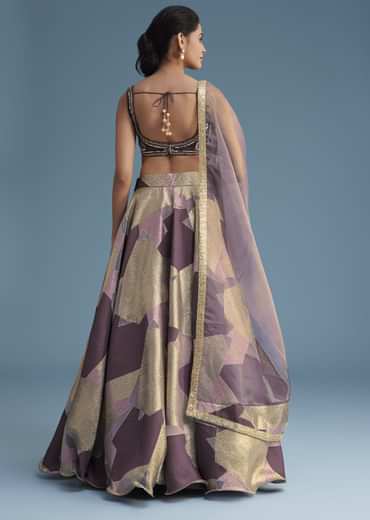 Purple Lurex Glitter Lehenga Set