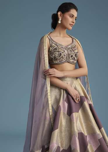 Purple Lurex Glitter Lehenga Set