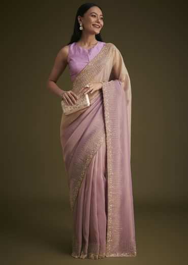 Purple Ombre Jacquard Saree