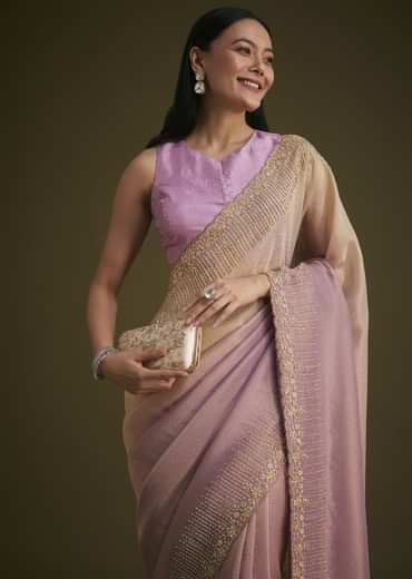 Purple Ombre Jacquard Saree