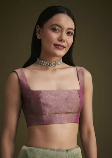 Purple Ombre Tissue Saree With Scallop Border