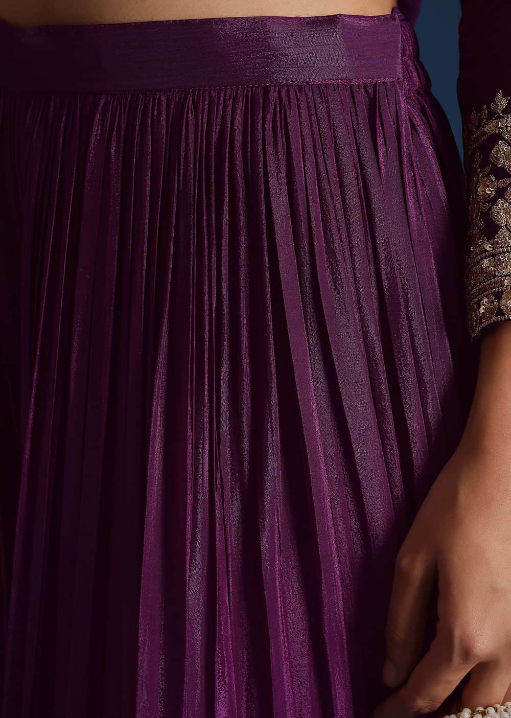 Purple Sequin Embellished Kurta And Palazzo Set