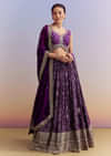 Purple Silk Bandhani Bridesmaid Lehenga With Zardosi Work