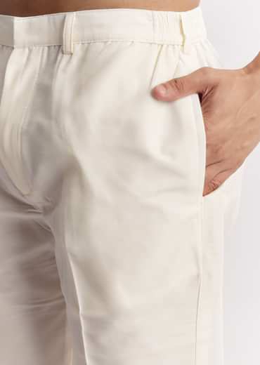 Purple Silk Floral Printed Kurta Set With Mandarin Collar