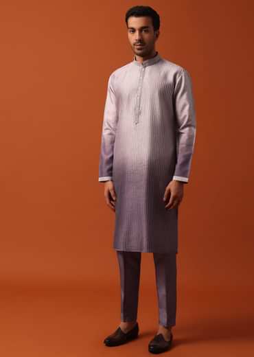 Purple Silk Intricate Sequin Embroidered Sherwani Set