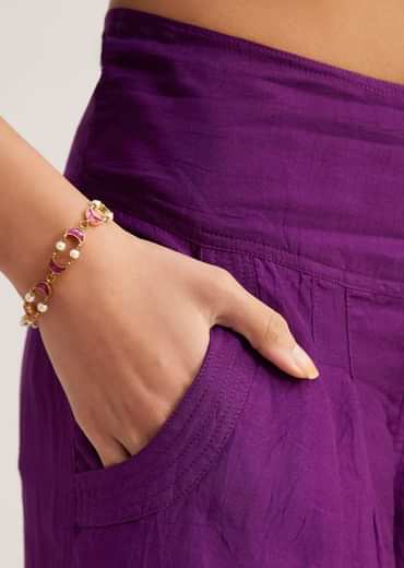 Purple Silk Kurta Set With Resham Embroidery And Dupatta