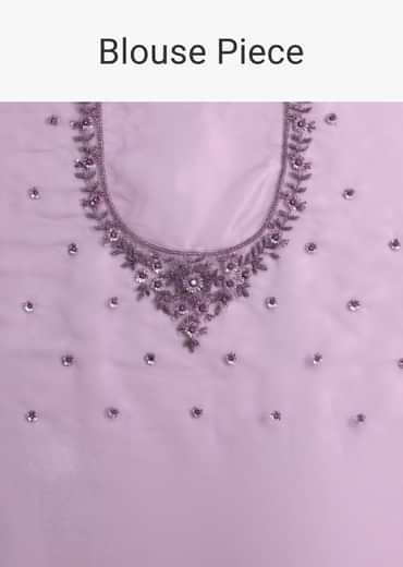 Purple Soft Organza Saree With Cutdana Sequins Embroidery